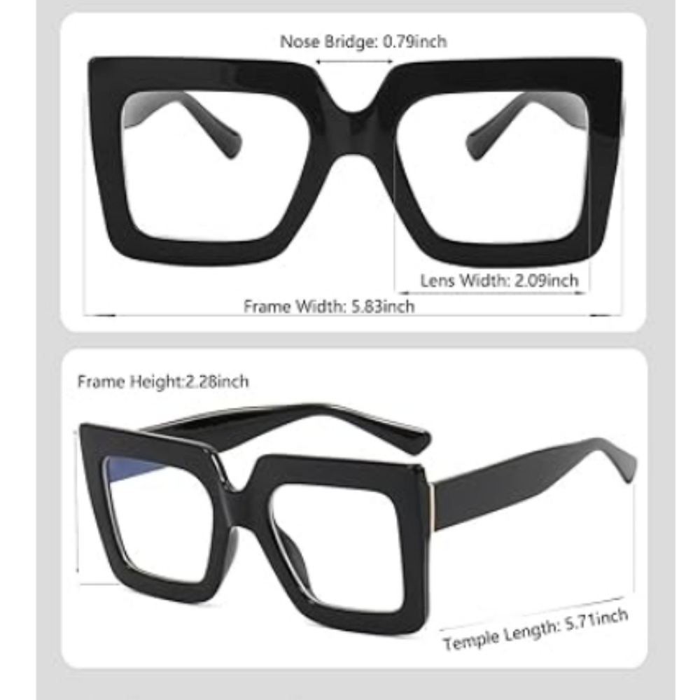 SET OF Oversized Square Blue Light Computer Eyewear Non-Prescription - Picture 4 of 5